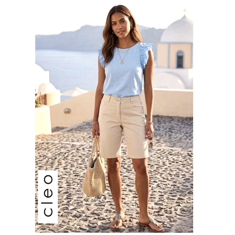 (3 for $30) CLEO - Every Body style cotton blend beige Bermuda shorts